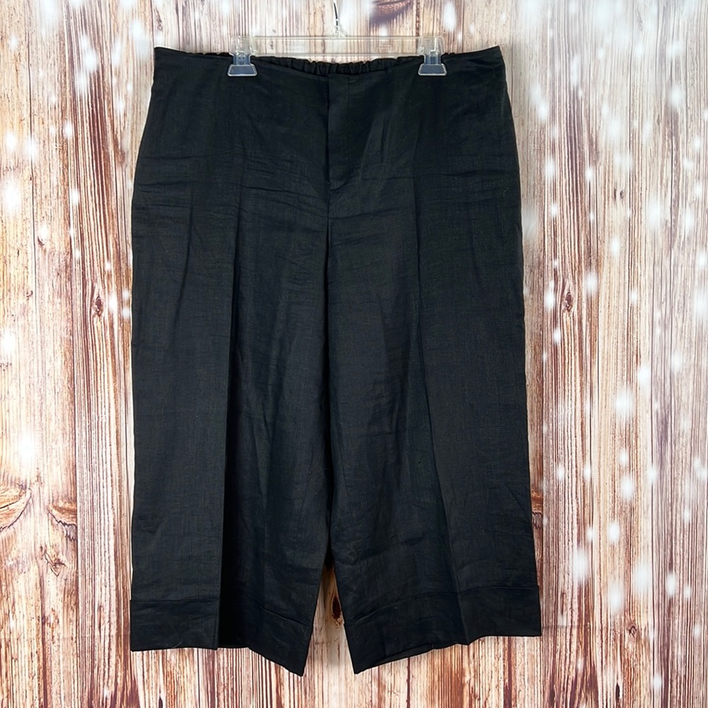 DB Life Black Linen Wide Leg Crops Capri Pants XL